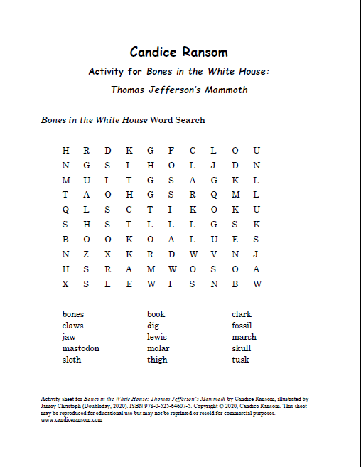 Bones in the White House - Word Search